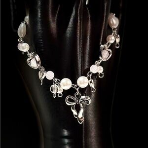 Elegant Silver and White Charm Bracelet